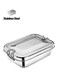 3-Pieces Rectangle Stainless Steel Lunch Box Silver 16cm