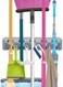 Likun Mop Broom Holder, Garden Tools Wall Mounted Commercial Organizer Saving Space Storage Rack For Kitchen Garden And Garage,Laundry Offices5 Position With 6 Hooks, Black.