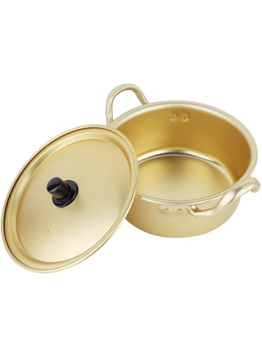 Folany Ramen Pot, Aluminum Alloy Noodle Pot, Anti Korean Ramen Cooking Pot with Lid and Double Handle, Pasta Pot, Fast Heating for Kitchen Cookware, Soup, Curry, Pasta and Stew(16cm)