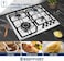 Westpoint 60Cm 4 Burner Countertop Gas Hob with Auto Ignition, Cast Iron Support, Full Safety Features, Straight Flame, Stainless Steel Body, Enamabled Burners - WGUJ-6640GIF