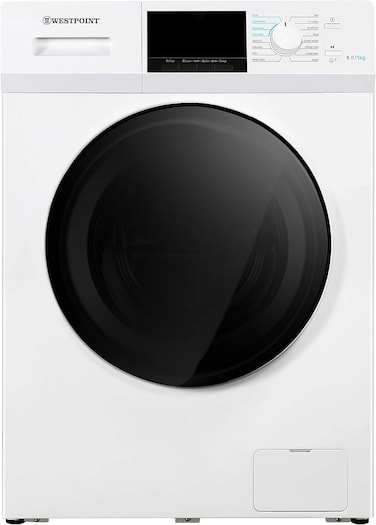 Westpoint 8/5 Kg Washer Dryer, Fully Automatic Front Load Washer &amp; Dryer Combo, 1400 RPM, 12 Wash Programs, Quick Wash in 15min &amp; 4 Drying Programs - WDMT-81424E, White - 2024 Model