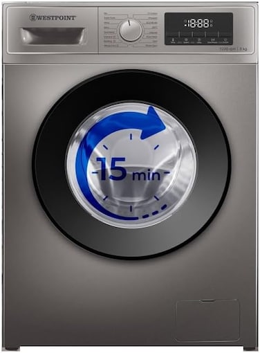 Westpoint 8Kg Front Load Washing Machine, Fully Automatic, 1200 RPM, 15 Easy Washing Programs, Quick Wash in 15 minutes, LED Control Panel, Remaining Time Display, WMT-81222S -SILVER