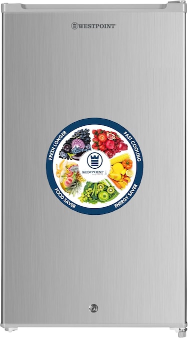 Westpoint 130Ltrs, Single Door Mini Refrigerator, Compact Small Size Fridge with Separate Freezer Compartment-WROH-1425ES (St. Steel finish)