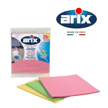 Arix New Softy Sponge Cloth 10 pcs - Eco-Friendly, Biodegradable, High Absorption, Durable &amp; Comfortable for All Washable Surfaces