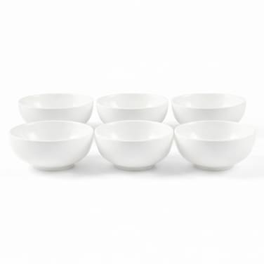 Cuisine Art EFE Bone China Bowl 5.5 Inch (Set of 6)   Premium White Round Bowl (14 x 14 x 5 cm)   Lightweight Bone China Bowls for Soup, Cereal, Snacks, Desserts &amp; Daily Dining