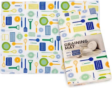 Cuisine Art Ultra-Absorbent Microfiber Dish Draining Mat &ndash; 38x50cm Large Kitchen Drying Mat for Dishes, Glassware &amp; Pots &ndash; Quick-Dry, Machine Washable Protective Countertop Mat