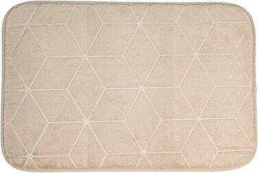 Ultra-Absorbent Memory Foam Bath Mat &ndash;40x60cm Ultra-Soft Beige Bathroom Rug with Non-Slip Backing &ndash; Quick-Dry Plush Geometric Texture &ndash; Decorative Floor Mat for Tub &amp; Shower