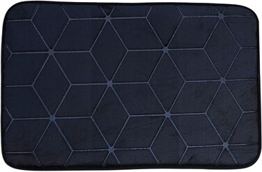 Ultra-Absorbent Memory Foam Bath Mat &ndash;40x60cm Ultra-Absorbent Black Bathroom Rug with Non-Slip Backing &ndash; Quick-Dry Plush 3D Geometric Pattern Decorative Floor Mat