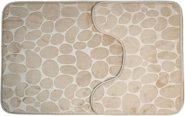 2-Piece Premium Memory Foam Bath Mat Set &ndash; 50x80cm Large Bathroom Rug &amp; Matching Contour Mat &ndash; Ultra-Soft Beige &ndash; Non-Slip, Quick-Dry &amp; Absorbent Floor Mats for Shower &amp; Toilet
