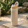 Cuisine Art Insulated Stainless Steel Water Bottle with 2-Way Straw Lid &ndash; 18/8 Pro-Grade Vacuum Flask &ndash; Leakproof Sports Bottle with Sip Straw &amp; Direct Swig Spout &ndash; 100% BPA-Free &ndash; 560ml, Beige