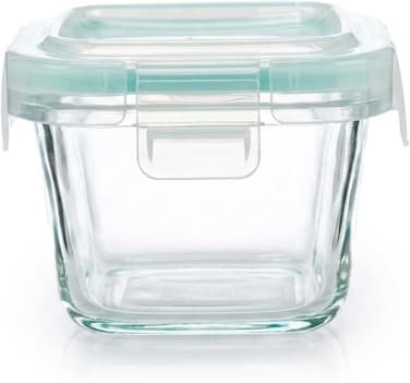 Cuisine Art 140ml Square Glass Food Storage Container &ndash; Airtight Leak-Proof Locking Lid &ndash; Premium Borosilicate Small Glass Jar for Spices &amp; Sauces &ndash; Stackable &amp; Space-Saving Kitchen Organizer