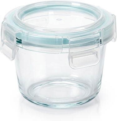 Cuisine Art 120ml Round Glass Food Storage Container &ndash; Airtight Leak-Proof Locking Lid &ndash; Small Borosilicate Glass Jar for Spices &amp; Condimentsd &ndash; Stackable Compact Kitchen Storage
