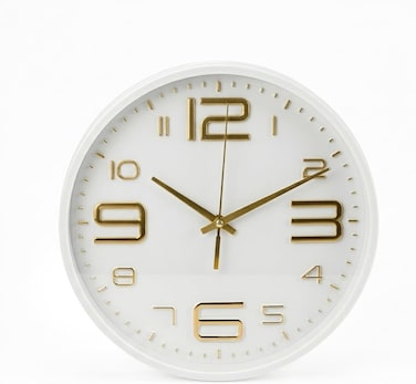25cm Round Wall Clock &ndash; Minimalist White Frame with Large Easy-to-Read Numbers &ndash; 10-Inch Circular Timepiece for Home, Kitchen, Office &amp; Classroom