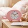 Dinosaur Wall &amp; Table Clock &ndash; Silent Non-Ticking Sweep Movement &ndash; 3D Dino Character Design for Kids &amp; Nursery &ndash; Standing or Hanging Decorative Clock-Pink