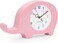 Dinosaur Wall &amp; Table Clock &ndash; Silent Non-Ticking Sweep Movement &ndash; 3D Dino Character Design for Kids &amp; Nursery &ndash; Standing or Hanging Decorative Clock-Pink