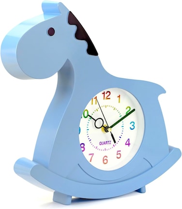 Cuisine Art Magical Horse Wall &amp; Table Clock &ndash; Silent Non-Ticking Sweep Movement &ndash; 3D Cloud &amp; Star Design for Kids Room &ndash; Standing or Hanging D&eacute;cor Nursery Clock &ndash; Blue