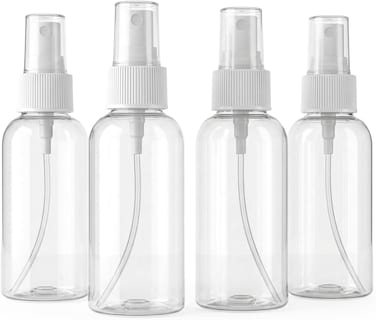 Cuisine Art Fine Mist Spray Bottles 4 Pack, 50ml/2oz Clear Refillable Travel Spray Bottles, Mini Empty Portable Sprayer Containers for Perfume, Water, Essential Oils, Toner, Makeup &ndash; Transparent