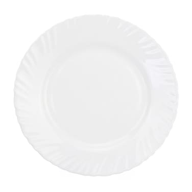 Cuisine Art Opal Glass Dinner Plate 25 cm, White   Lightweight Durable Dining Plate for Everyday Meals Stackable Table Serving Plate for Home Kitchen Restaurant Use