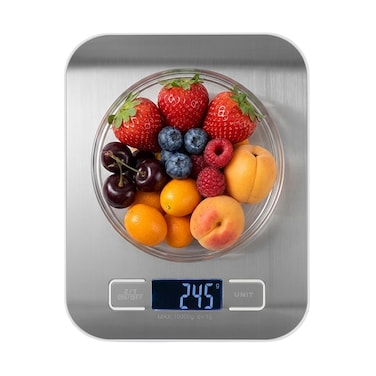 Cuisine Art Digital Kitchen Scale &ndash; High-Precision Electric Food Scale &ndash; Silver Stainless Steel &ndash; Slim 1.7cm Design with Backlit LCD Display &ndash; Multi-Unit Measurement for Baking &amp; Cooking