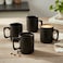 Cuisine Art Stoneware ZOE 4PCS Mug Set   385 ML Black Coffee Mug Set   Durable Coffee Cup Set for Home &amp; Office   Cups for Cappuccino, Latte, Tea &amp; Cocoa Restaurant Coffee Mugs