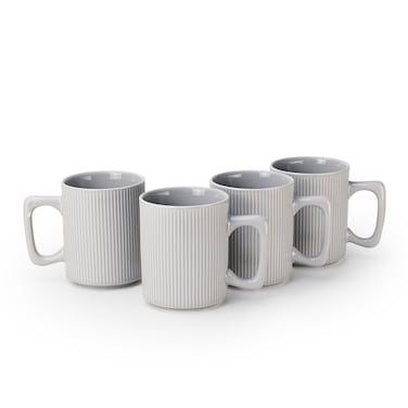 Cuisine Art Stoneware ZOE 4PCS Mug Set   385 ML Grey Coffee Mug Set   Durable Coffee Cup Set for Home &amp; Office   Cups for Cappuccino, Latte, Tea &amp; Cocoa Restaurant Coffee Mugs