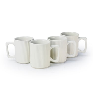 Cuisine Art Stoneware ZOE 4PCS Mug Set   385 ML Off White Coffee Mug Set   Durable Coffee Cup Set for Home &amp; Office   Cups for Cappuccino, Latte, Tea &amp; Cocoa Restaurant Coffee Mugs