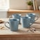 Cuisine Art EVE Stoneware Coffee Mug Set of 4 &ndash; 300 ML Blue Cups   Premium Ribbed Coffee &amp; Tea Mugs for Home, Office &amp; Caf&eacute;   Cappuccino &amp; Latte Mug Set
