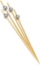 Cuisine Art Premium Silver Bead Bamboo Cocktail Picks &ndash; 50-Piece Elegant Party Food Skewers &ndash; 12cm Decorative Serving Toothpicks for Appetizers, Finger Foods, Charcuterie &amp; Garnishing
