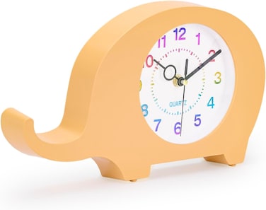 Dinosaur Wall &amp; Table Clock &ndash; Silent Non-Ticking Sweep Movement &ndash; 3D Dino Character Design for Kids &amp; Nursery &ndash; Standing or Hanging Decorative Clock-Orange