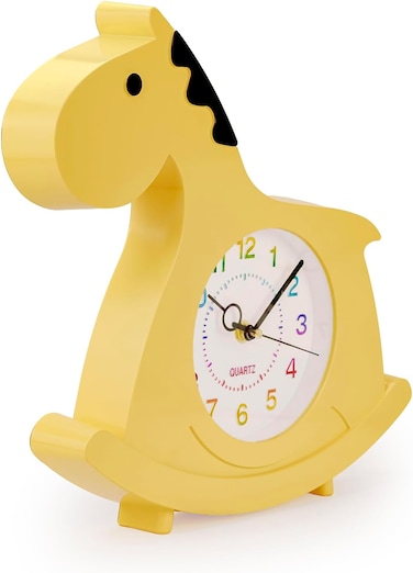 Cuisine Art Magical Horse Wall &amp; Table Clock &ndash; Silent Non-Ticking Sweep Movement &ndash; 3D Cloud &amp; Star Design for Kids Room &ndash; Standing or Hanging D&eacute;cor Nursery Clock &ndash; Yellow