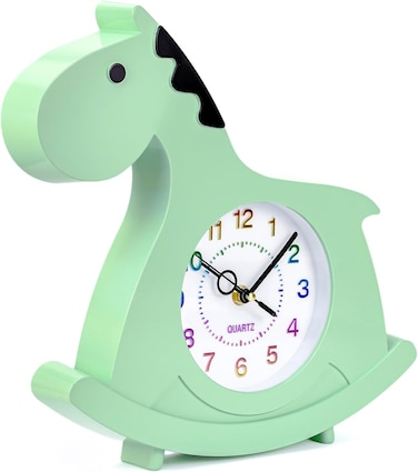Cuisine Art Magical Horse Wall &amp; Table Clock &ndash; Silent Non-Ticking Sweep Movement &ndash; 3D Cloud &amp; Star Design for Kids Room &ndash; Standing or Hanging D&eacute;cor Nursery Clock &ndash; Green