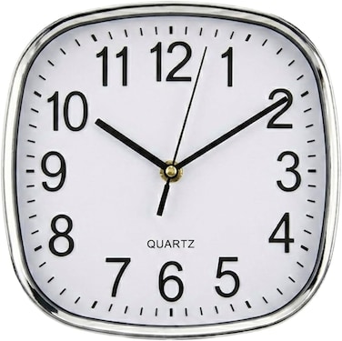 Modern 20cm Square Wall Clock &ndash; Minimalist Design with Bold Easy-to-Read Numbers &ndash; Accurate Quartz Movement &ndash; Compact Square Timepiece for Home, Office &amp; Kitchen-White