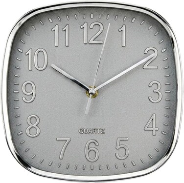 Modern 20cm Square Wall Clock &ndash; Minimalist Design with Bold Easy-to-Read Numbers &ndash; Accurate Quartz Movement &ndash; Compact Square Timepiece for Home, Office &amp; Kitchen-Grey