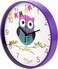 Cuisine Art 30cm Kids Owl Wall Clock &ndash; Silent Non-Ticking Sweep Movement &ndash; Large 12-Inch Face for Nursery, Kids Room &amp; Classroom &ndash; with Easy-to-Read Numerals - Purple Frame