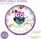 Cuisine Art 30cm Kids Owl Wall Clock &ndash; Silent Non-Ticking Sweep Movement &ndash; Large 12-Inch Face for Nursery, Kids Room &amp; Classroom &ndash; with Easy-to-Read Numerals - Purple Frame