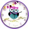 Cuisine Art 30cm Kids Owl Wall Clock &ndash; Silent Non-Ticking Sweep Movement &ndash; Large 12-Inch Face for Nursery, Kids Room &amp; Classroom &ndash; with Easy-to-Read Numerals - Purple Frame