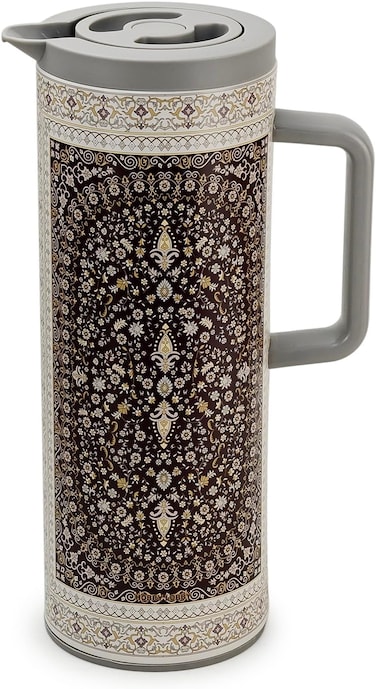 Cuisine Art Hobby Lobby 1.0L Arabic Design Vacuum Flask &ndash; Insulated Thermal Coffee &amp; Tea Carafe &ndash; 24 Hours Hot &amp; Cold Retention &ndash; Leak-Resistant Beverage Jug with Ergonomic Handle