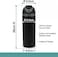 Cuisine Art Insulated Stainless Steel Water Bottle with 2-Way Straw Lid &ndash; 18/8 Pro-Grade Vacuum Flask &ndash; Leakproof Sports Bottle with Sip Straw &amp; Direct Swig Spout &ndash; 100% BPA-Free &ndash; 560ml, Black