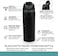 Cuisine Art Insulated Stainless Steel Water Bottle with 2-Way Straw Lid &ndash; 18/8 Pro-Grade Vacuum Flask &ndash; Leakproof Sports Bottle with Sip Straw &amp; Direct Swig Spout &ndash; 100% BPA-Free &ndash; 560ml, Black