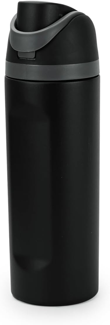 Cuisine Art Insulated Stainless Steel Water Bottle with 2-Way Straw Lid &ndash; 18/8 Pro-Grade Vacuum Flask &ndash; Leakproof Sports Bottle with Sip Straw &amp; Direct Swig Spout &ndash; 100% BPA-Free &ndash; 560ml, Black