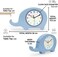 Dinosaur Wall &amp; Table Clock &ndash; Silent Non-Ticking Sweep Movement &ndash; 3D Dino Character Design for Kids &amp; Nursery &ndash; Standing or Hanging Decorative Clock-Blue
