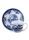 Claytan Earthenware Classic Blue Windmill Countryside Landscape Tea Cup &amp; Saucer Set, 200ml, White (Set of 4)   Premium Tea &amp; Coffee Cups with Matching Saucers   Vintage Drinkware for Home, Office