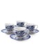 Claytan Earthenware Classic Blue Windmill Countryside Landscape Tea Cup &amp; Saucer Set, 200ml, White (Set of 4)   Premium Tea &amp; Coffee Cups with Matching Saucers   Vintage Drinkware for Home, Office