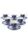 Claytan Earthenware Classic Blue Windmill Countryside Landscape Tea Cup &amp; Saucer Set, 200ml, White (Set of 6)   Premium Tea &amp; Coffee Cups with Matching Saucers   Vintage Drinkware for Home