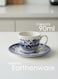 Claytan Earthenware Classic Windmill Pattern Blue Espresso Cup &amp; Saucer Set, 90ml, White (Set of 6)   Premium Espresso &amp; Coffee Cups with Matching Saucers   Vintage Blue Drinkware for Home, Office