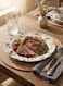 Claytan Earthenware Jasper Chop Plate Floral Pattern, 12.1 Inch, White (Set of 4)   Premium Dinner &amp; Serving Plate for Main Course, Steak, BBQ, Pasta &amp; Continental Meals