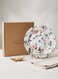 Claytan Earthenware Jasper Chop Plate Floral Pattern, 12.1 Inch, White (Set of 4)   Premium Dinner &amp; Serving Plate for Main Course, Steak, BBQ, Pasta &amp; Continental Meals