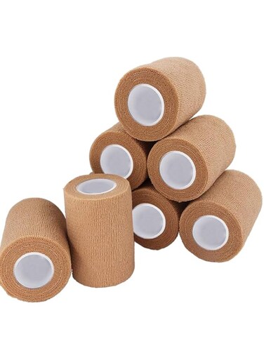 ADMITRY 8 Rolls Self Adhesive Bandage Tape, 7.5cm x 4.5m Vet Wrap for Dogs, Horses, Pets, Elastic Cohesive Bandages for Wrist, Ankle Sprains and Swelling (Brown)