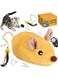 Interactive Cat Toys with Remote Control &amp; Auto Mode - Rechargeable Plush Mouse Simulation, Squeaky Electric Toy for Indoor Cats - Exercise-Stimulating Design(Yellow)
