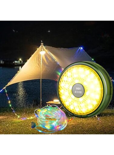 2-in-1 Camping Light with 33 FT Decorative Fairy String Light, 4.3 Inch Rechargeable 2000 Mah Camping Lantern Tent Light for Hiking, Camping and Garden D&eacute;cor